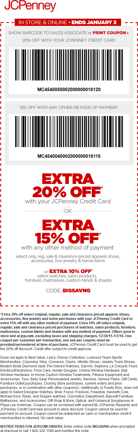 JCPenney Coupon April 2024 15% off at JCPenney, or online via promo code BIGSAVNG