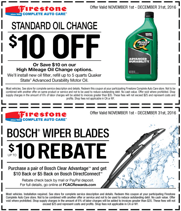 Firestone Coupon April 2024 $10 off an oil change at Firestone