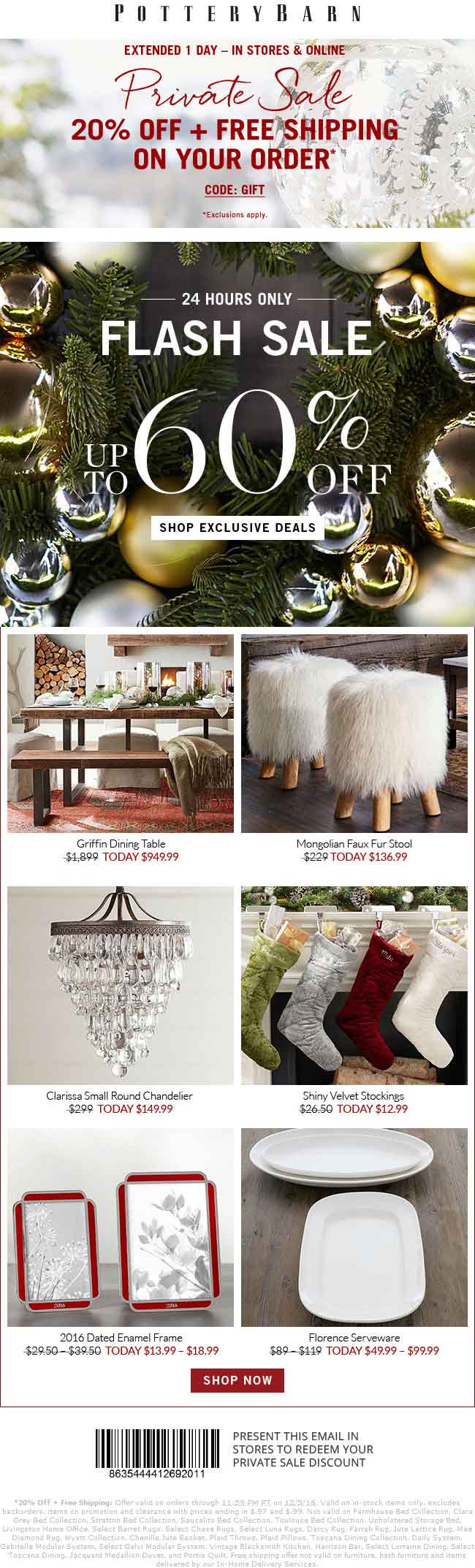 Pottery Barn Coupon April 2024 20% off today at Pottery Barn, or online with free ship via promo code GIFT