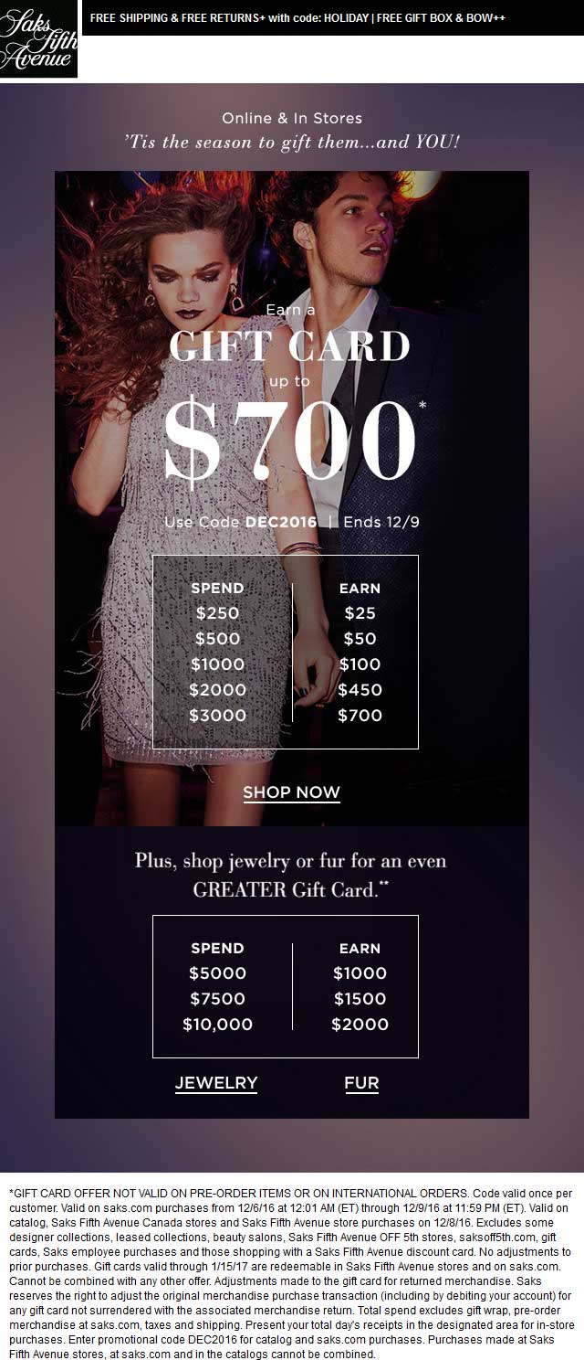 Saks Fifth Avenue coupons & promo code for [April 2024]