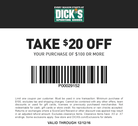 Dicks Coupon March 2024 $20 off $100 at Dicks sporting goods