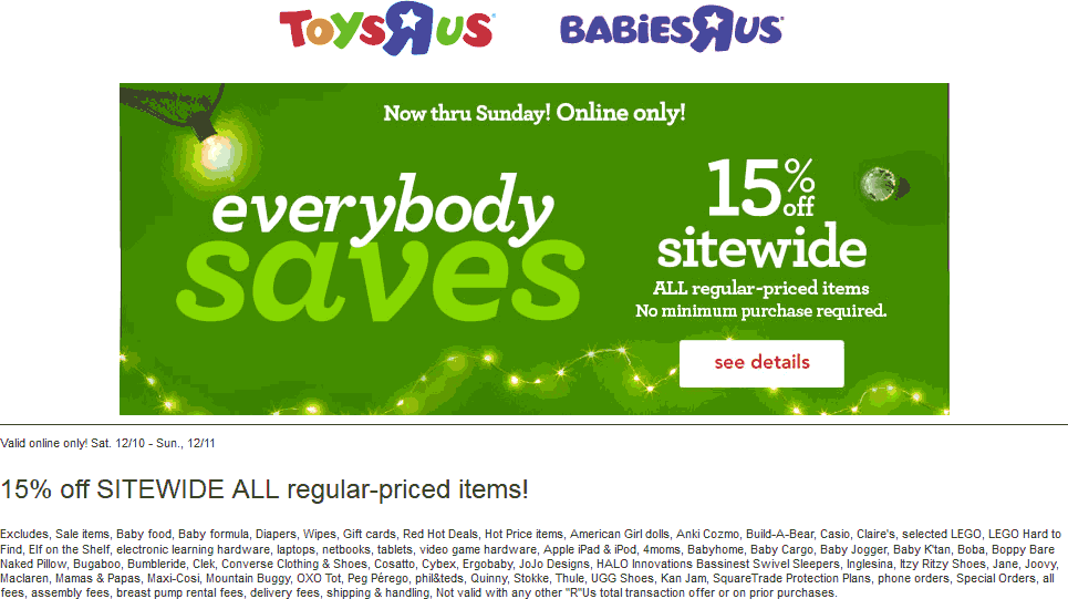 Toys R Us Coupon April 2024 15% off online today at Toys R Us & Babies R Us