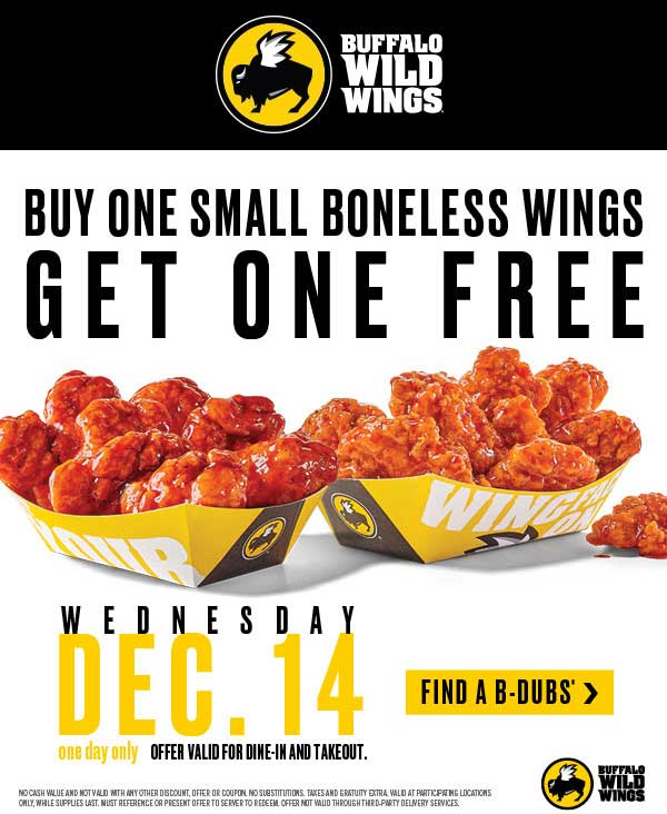 Buffalo Wild Wings August 21 Coupons And Promo Codes