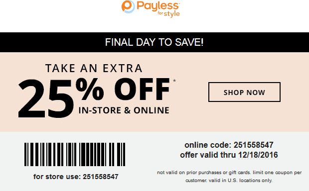 Payless Shoesource Coupon April 2024 25% off at Payless Shoesource, or online via promo code 25155847