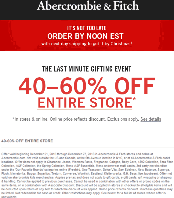 Abercrombie & Fitch coupons & promo code for [May 2024]