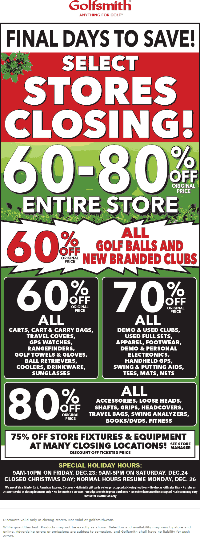 Golfsmith Coupon April 2024 60-80% off store closing sale going on at Golfsmith