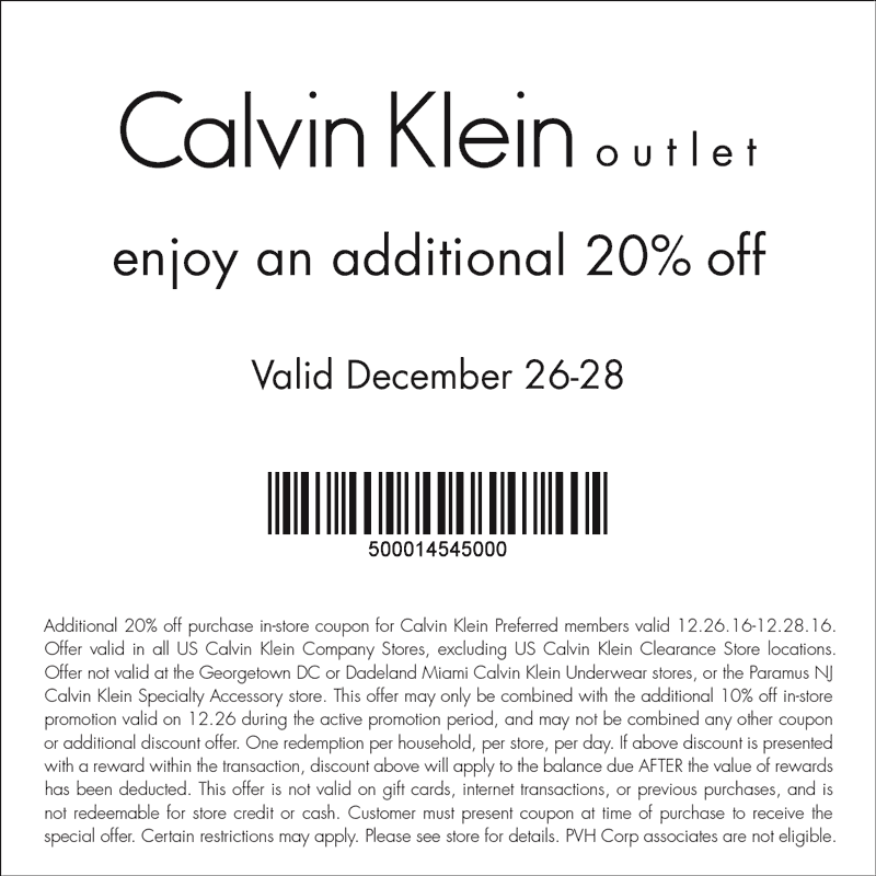 Calvin Klein Outlet Coupon April 2024 Extra 20% off at Calvin Klein Outlet