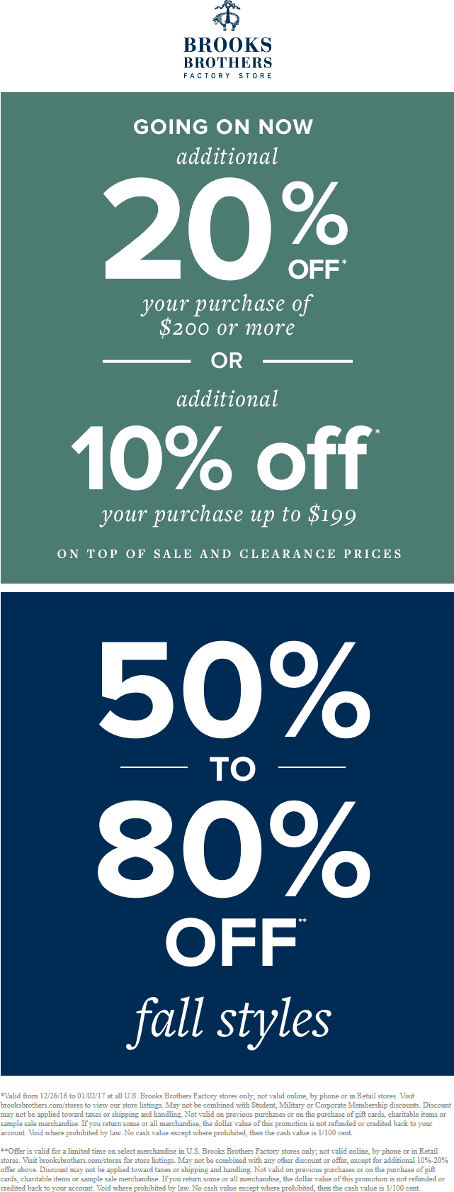 Brooks Brothers Factory coupons & promo code for [April 2024]
