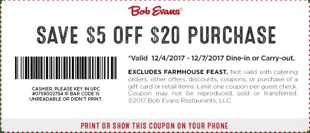 Bob Evans coupons & promo code for June 2025
