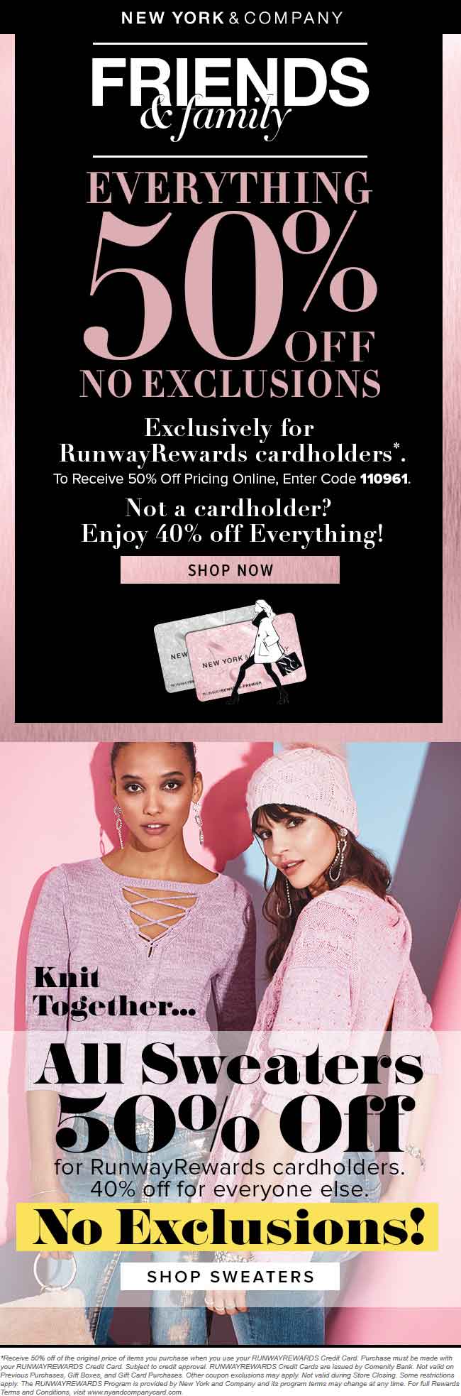 New York & Company Coupon April 2024 Everything is 40-50% off today at New York & Company, ditto online