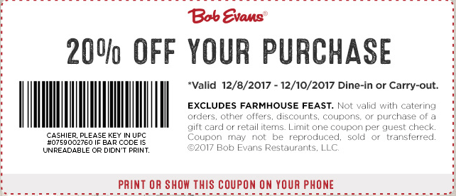Bob Evans coupons & promo code for [May 2024]