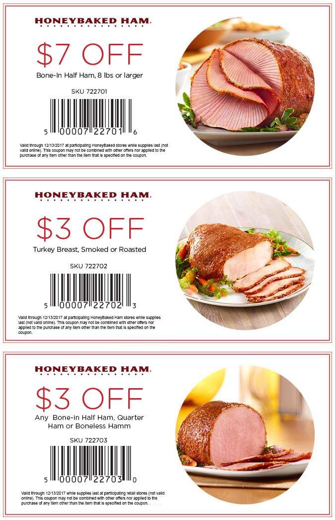 HoneyBaked Coupon May 2024 $3-$7 off at HoneyBaked Ham restaurants