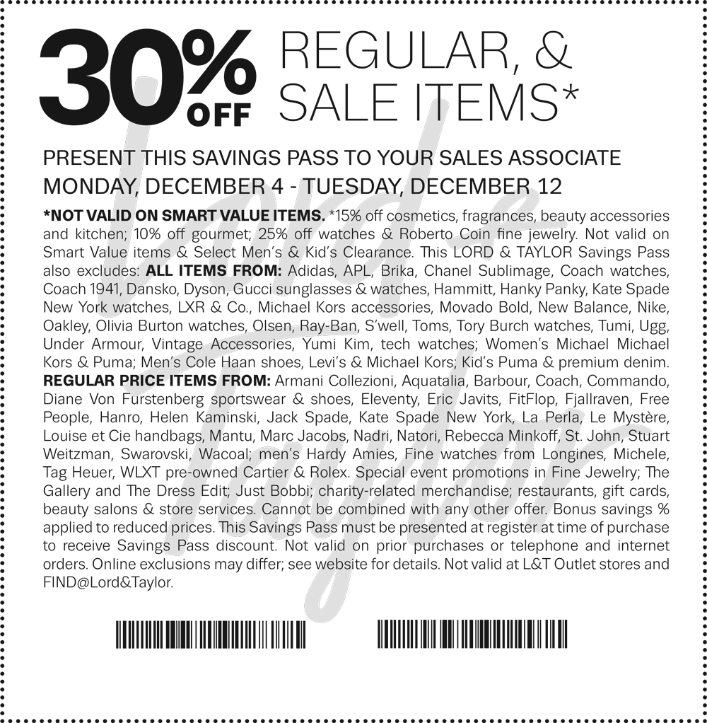 Lord & Taylor Coupon May 2024 Extra 30% off sale items at Lord & Taylor, or online via promo code FRIENDS