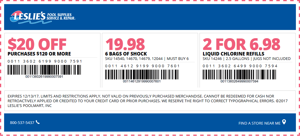 Leslies Pool Supplies Coupon April 2024 5 gallons chlorine for $7 & more today at Leslies Pool