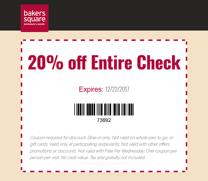 Bakers Square coupons & promo code for [May 2024]