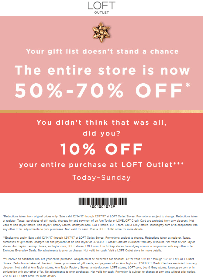 LOFT Outlet Coupon April 2024 60-80% off everything at LOFT Outlet