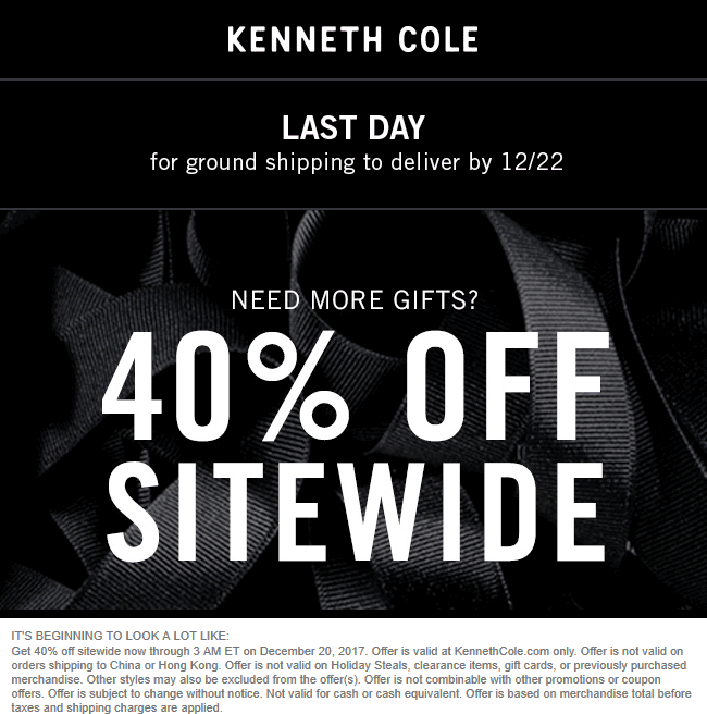 Kenneth Cole coupons & promo code for [April 2024]