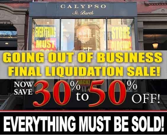 Calypso St. Barth Coupon April 2024 Going out-of-business 30-50% off everything at Calypso St. Barth