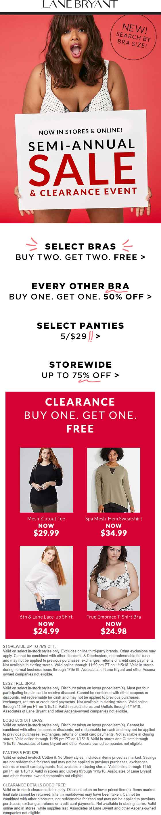 Lane Bryant Coupon April 2024 Second clearance item free & more at Lane Bryant, ditto online