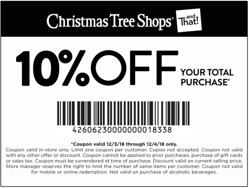 Christmas Tree Shops Coupon March 2024 10% off today at Christmas Tree Shops