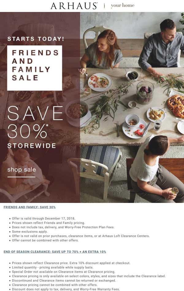 Arhaus Coupon April 2024 30% off everything at Arhaus, ditto online