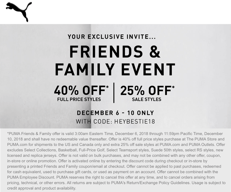 puma coupons 2018