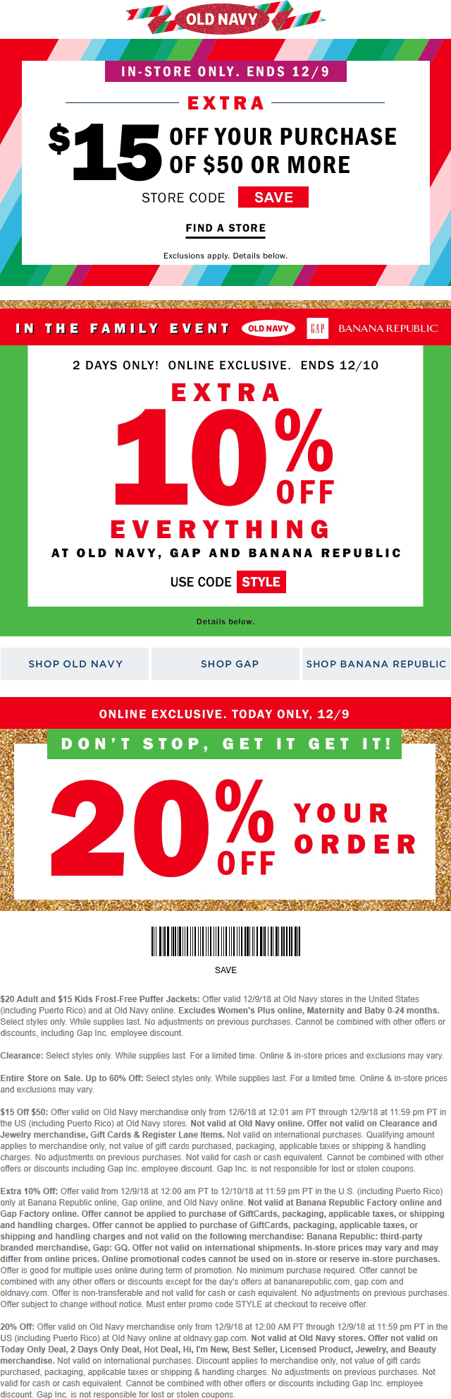 Old Navy Coupon April 2024 $15 off $50 & more today at Old Navy, or 20% online no code needed