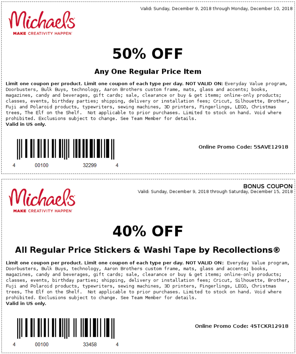 50% Off - Michaels Coupons - December 2023