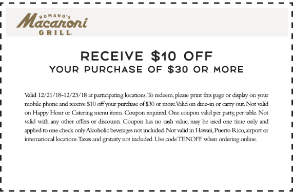 Macaroni Grill coupons & promo code for [April 2024]