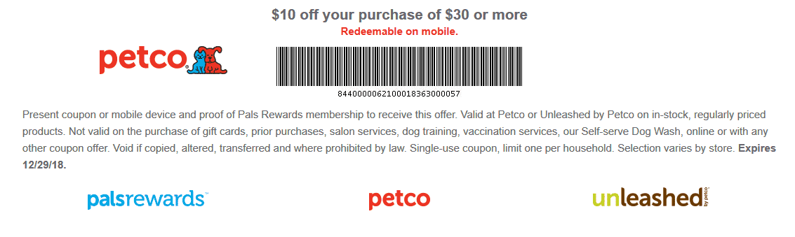 Petco Coupon April 2024 $10 off $30 at Petco