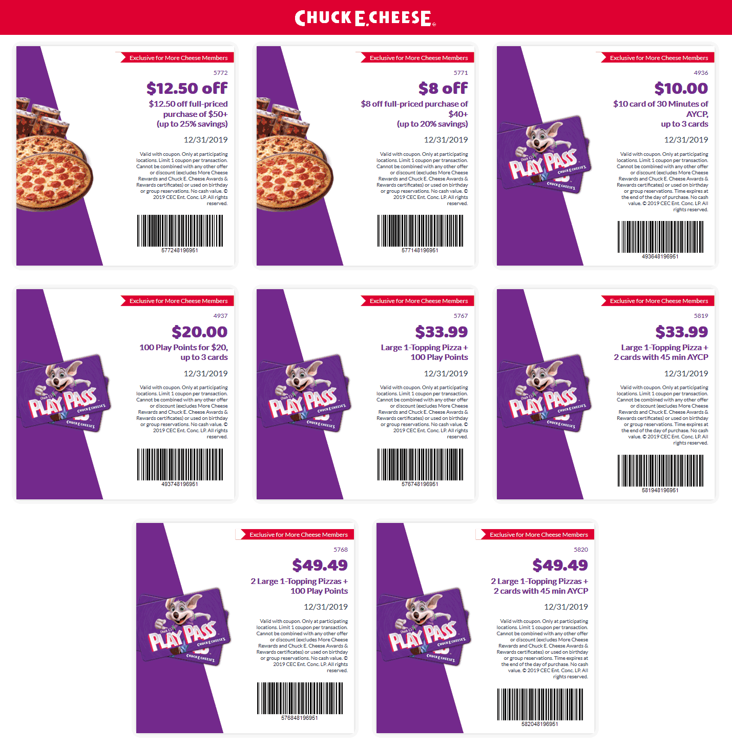 Chuck E. Cheese coupons & promo code for [September 2022]