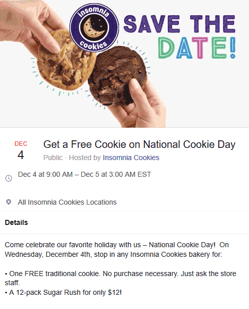 Insomnia Cookies coupons & promo code for [January 2022]