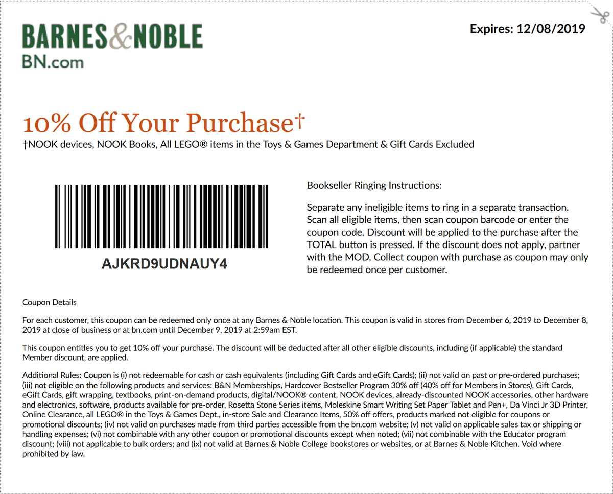 Barnes & Noble coupons & promo code for [January 2022]