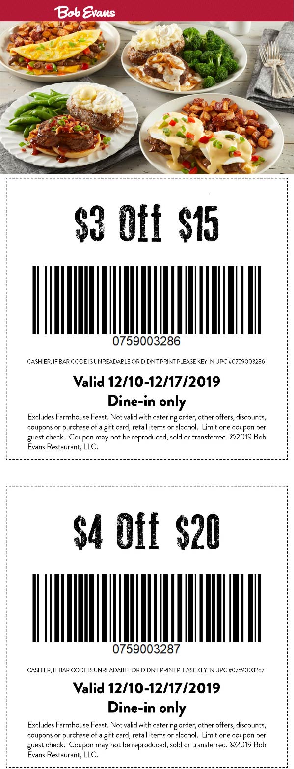 Bob Evans coupons & promo code for [September 2022]
