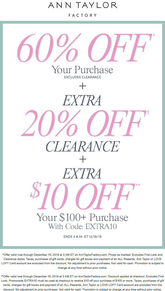 Ann Taylor Factory coupons & promo code for [May 2022]