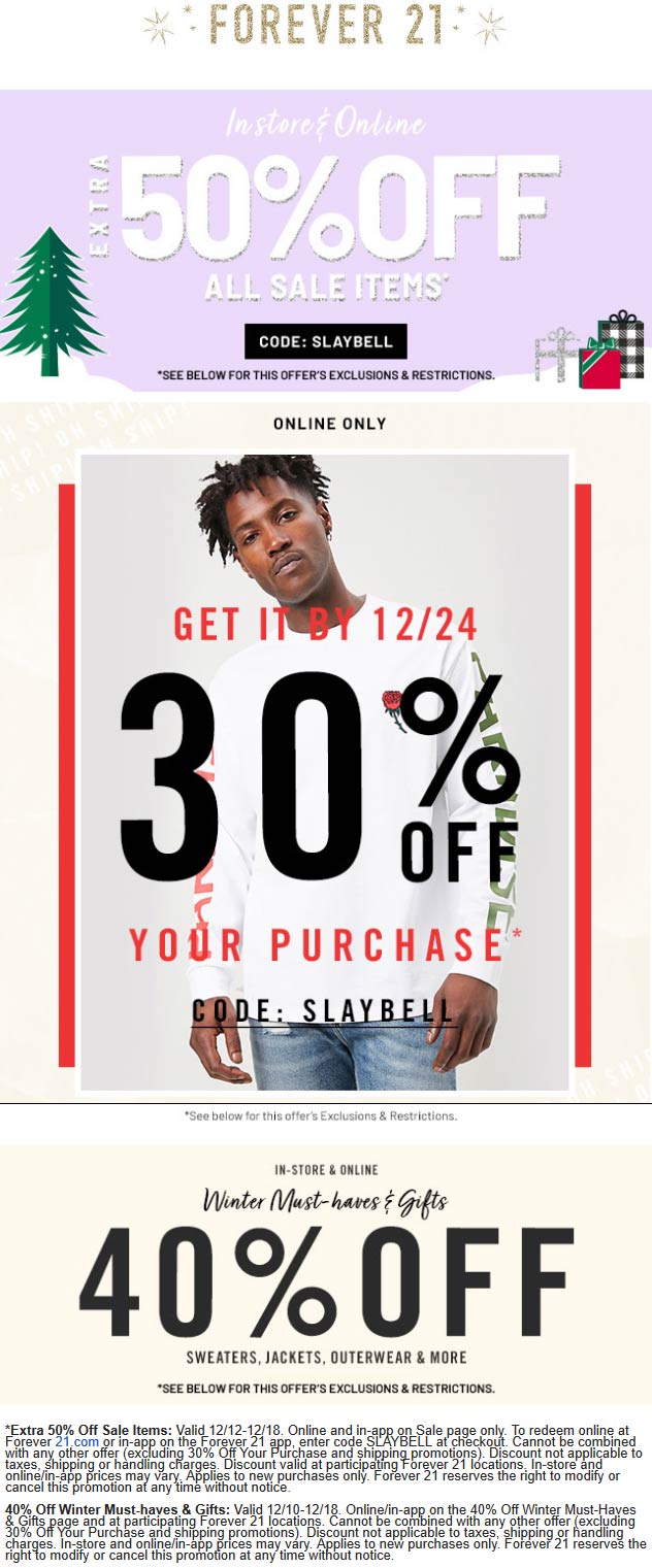 30% Off, Forever 21 Coupons, December 2023