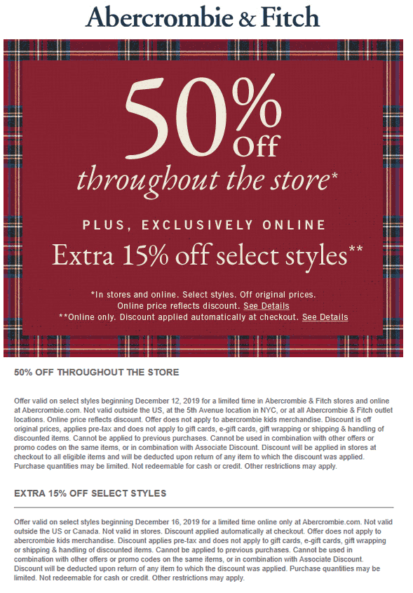 Abercrombie & Fitch coupons & promo code for [May 2022]