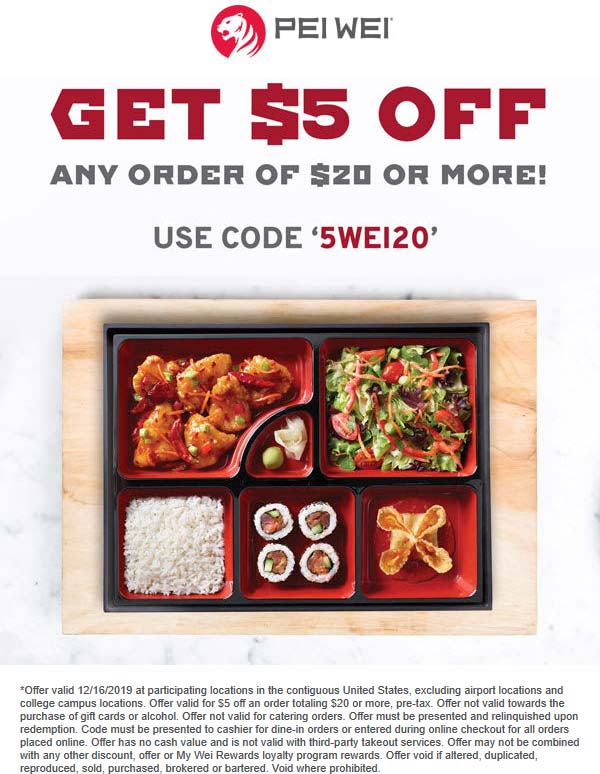 Pei Wei coupons & promo code for [September 2022]