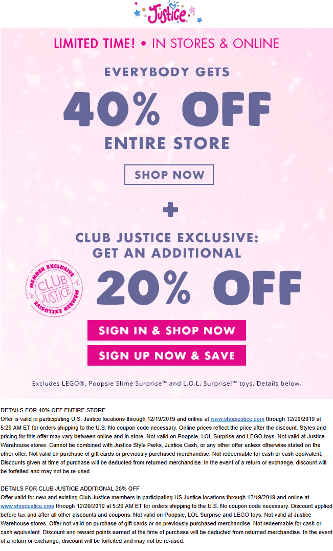 Justice coupons & promo code for [May 2022]