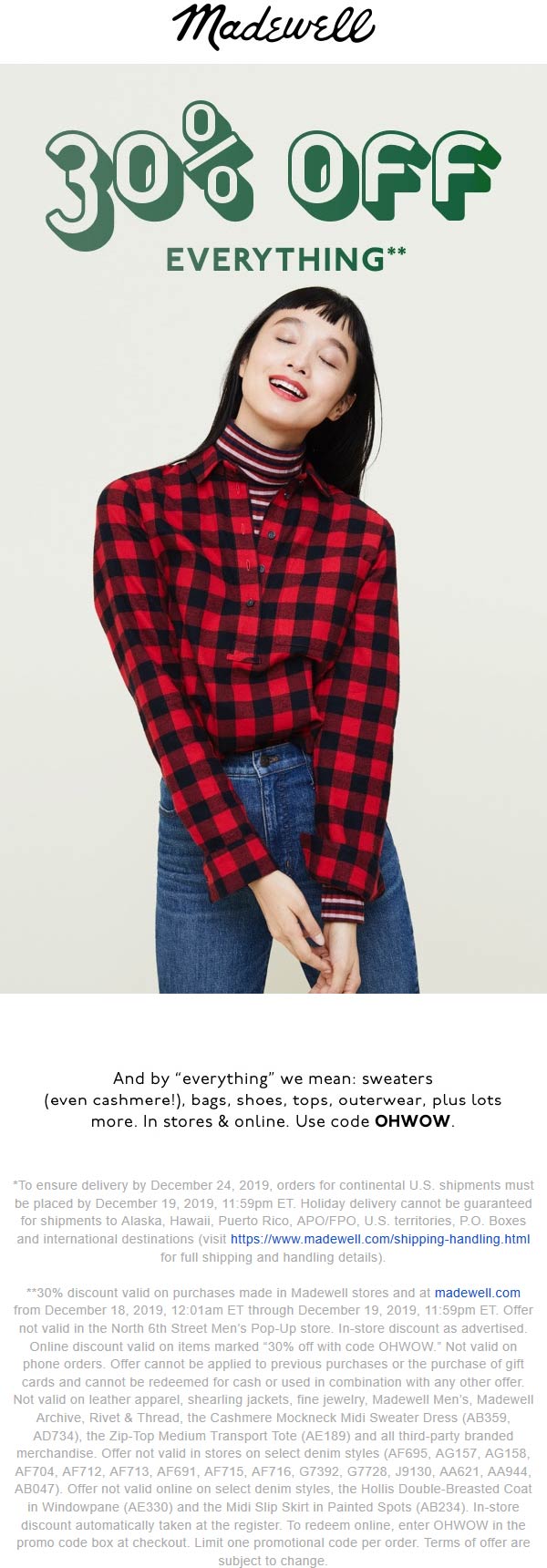 Madewell coupons & promo code for [September 2022]