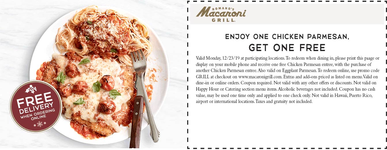 Macaroni Grill coupons & promo code for [October 2022]