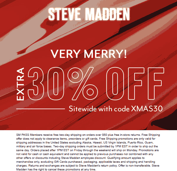Steve Madden coupons & promo code for [October 2022]