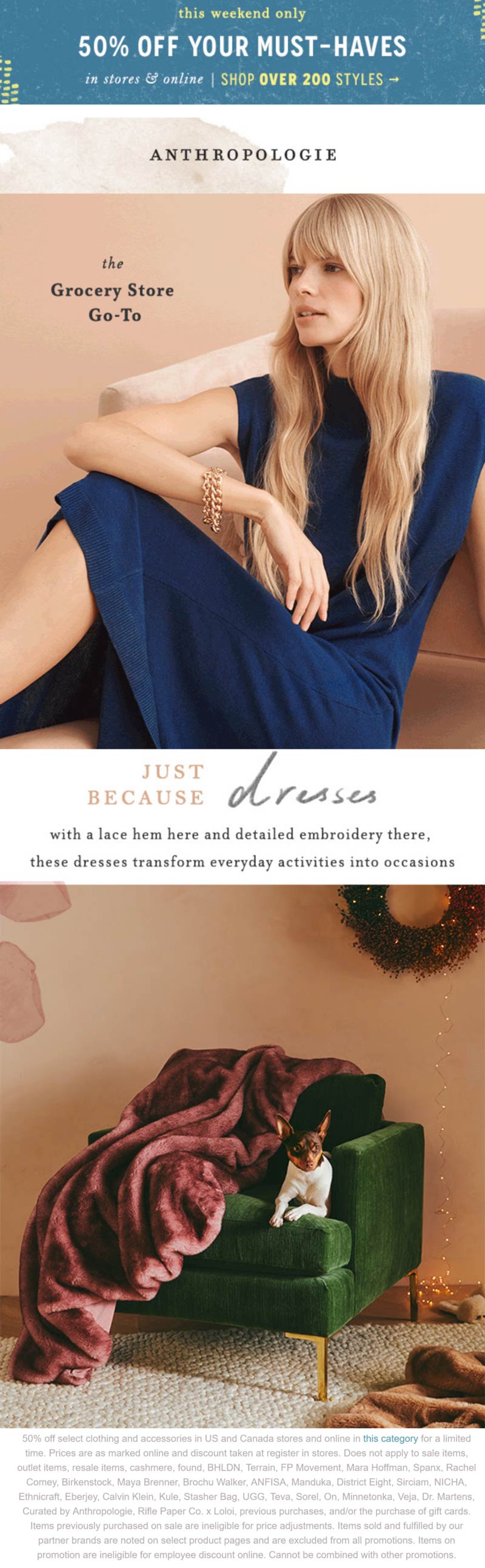 Anthropologie stores Coupon  50% off must-haves at Anthropologie, ditto online #anthropologie 