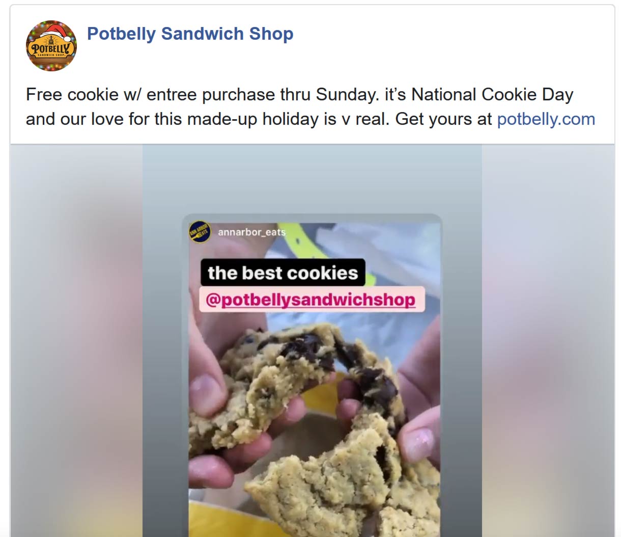 Potbelly restaurants Coupon  Free cookie with your entree at Potbelly Sandwich Shop #potbelly 