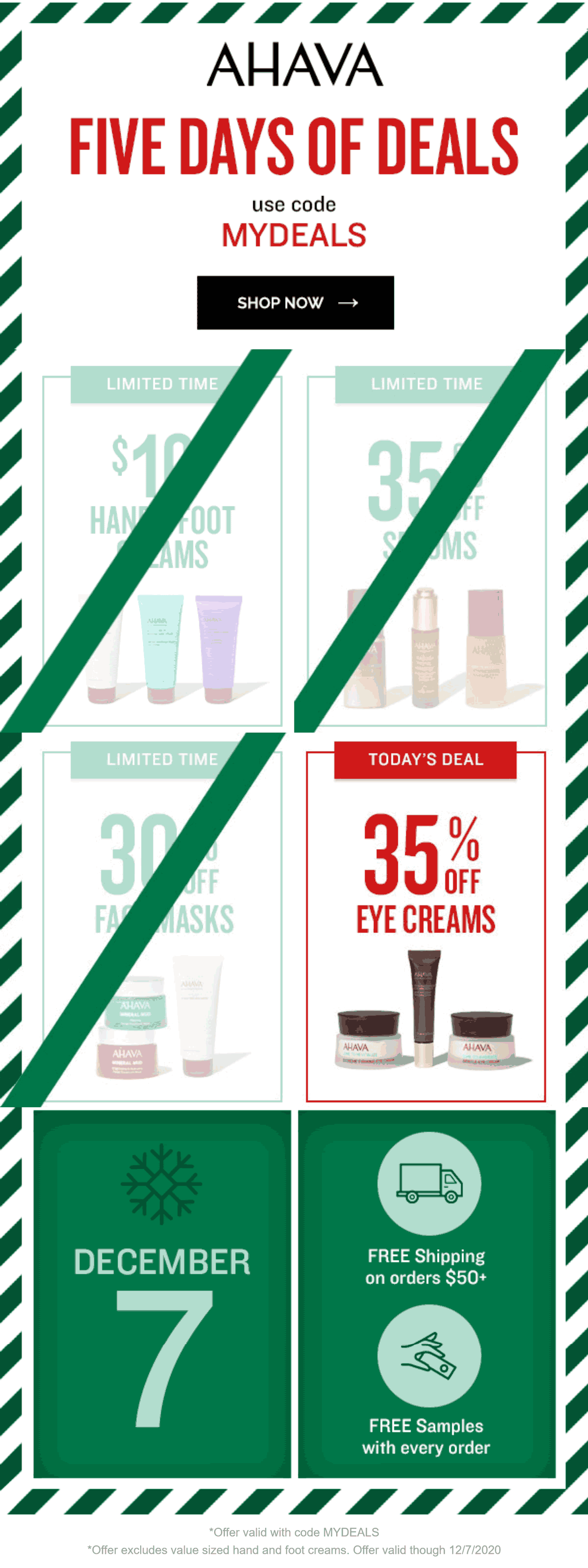 AHAVA stores Coupon  35% off eye creams today at AHAVA via promo code MYDEALS #ahava 