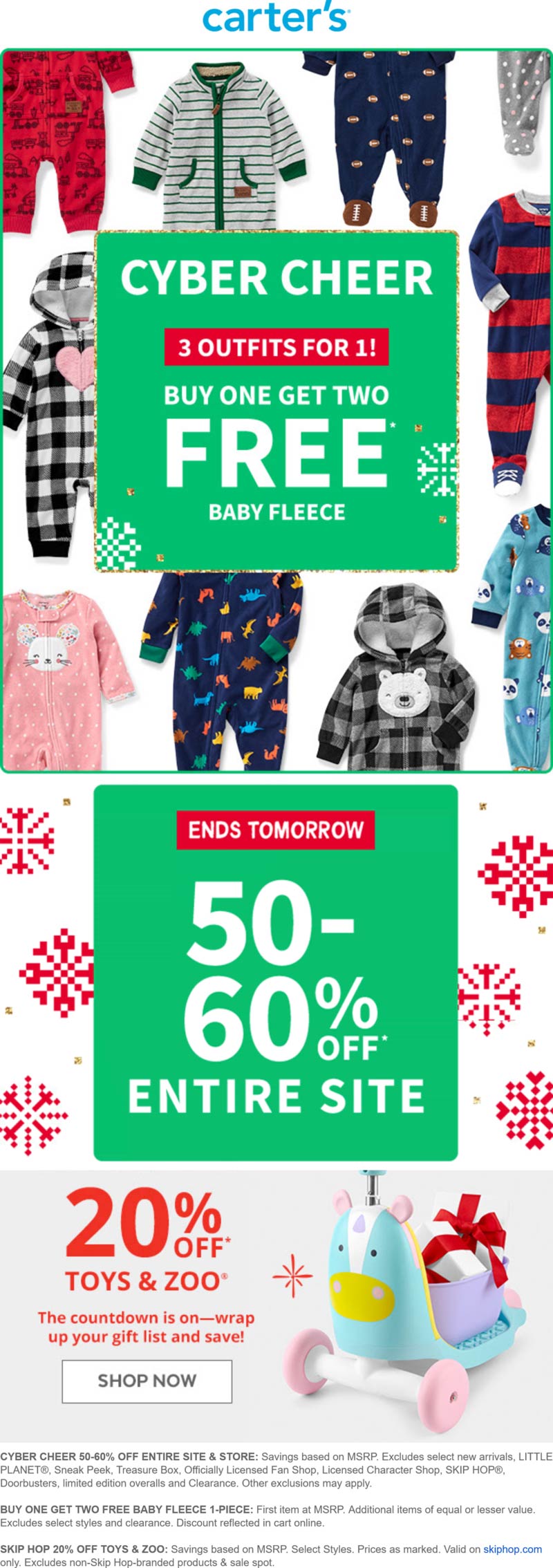 Carters stores Coupon  50% off everything & more at Carters, ditto online #carters 