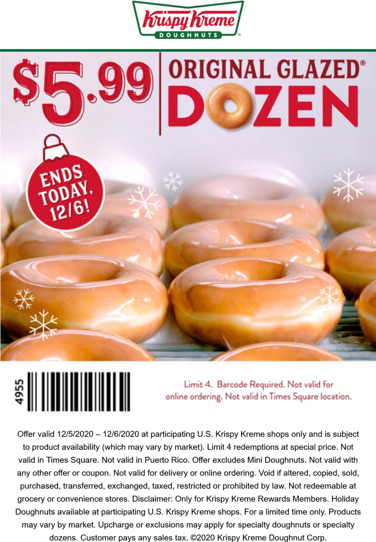 Krispy Kreme restaurants Coupon  $6 glazed dozens today at Krispy Kreme doughnuts #krispykreme 