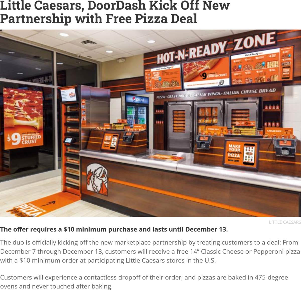 Little Caesars restaurants Coupon  Free cheese or pepperoni pizza with $10 spent via delivery at Little Caesars #littlecaesars 