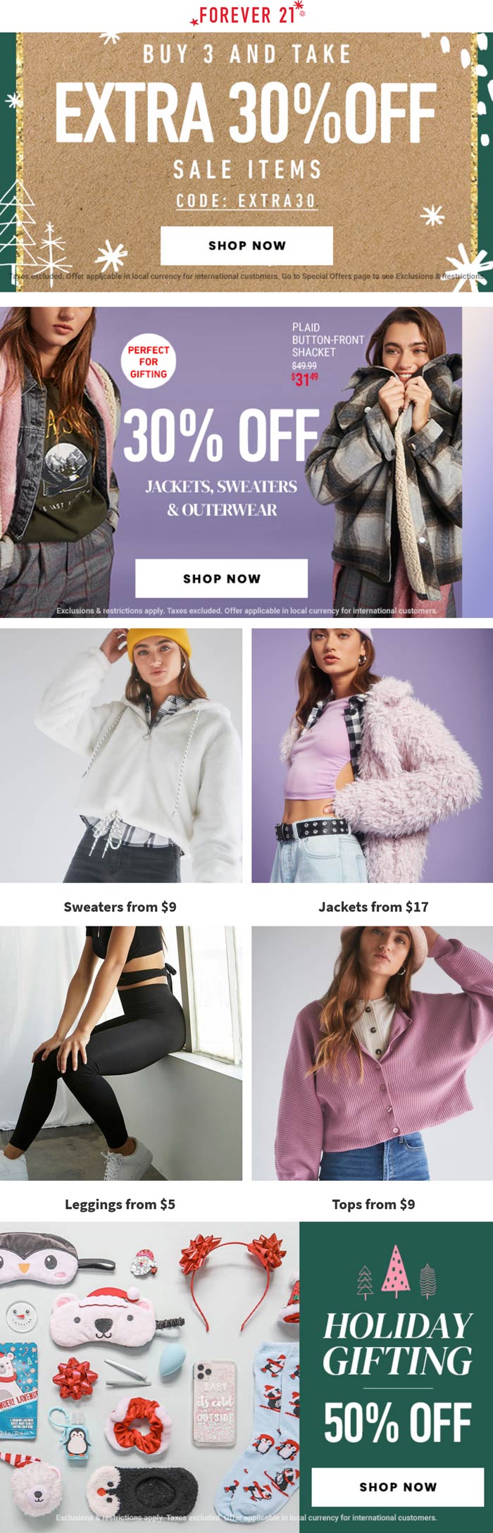 Forever 21 stores Coupon  Extra 30% off 3+ sale items online at Forever 21 via promo code EXTRA30 #forever21 