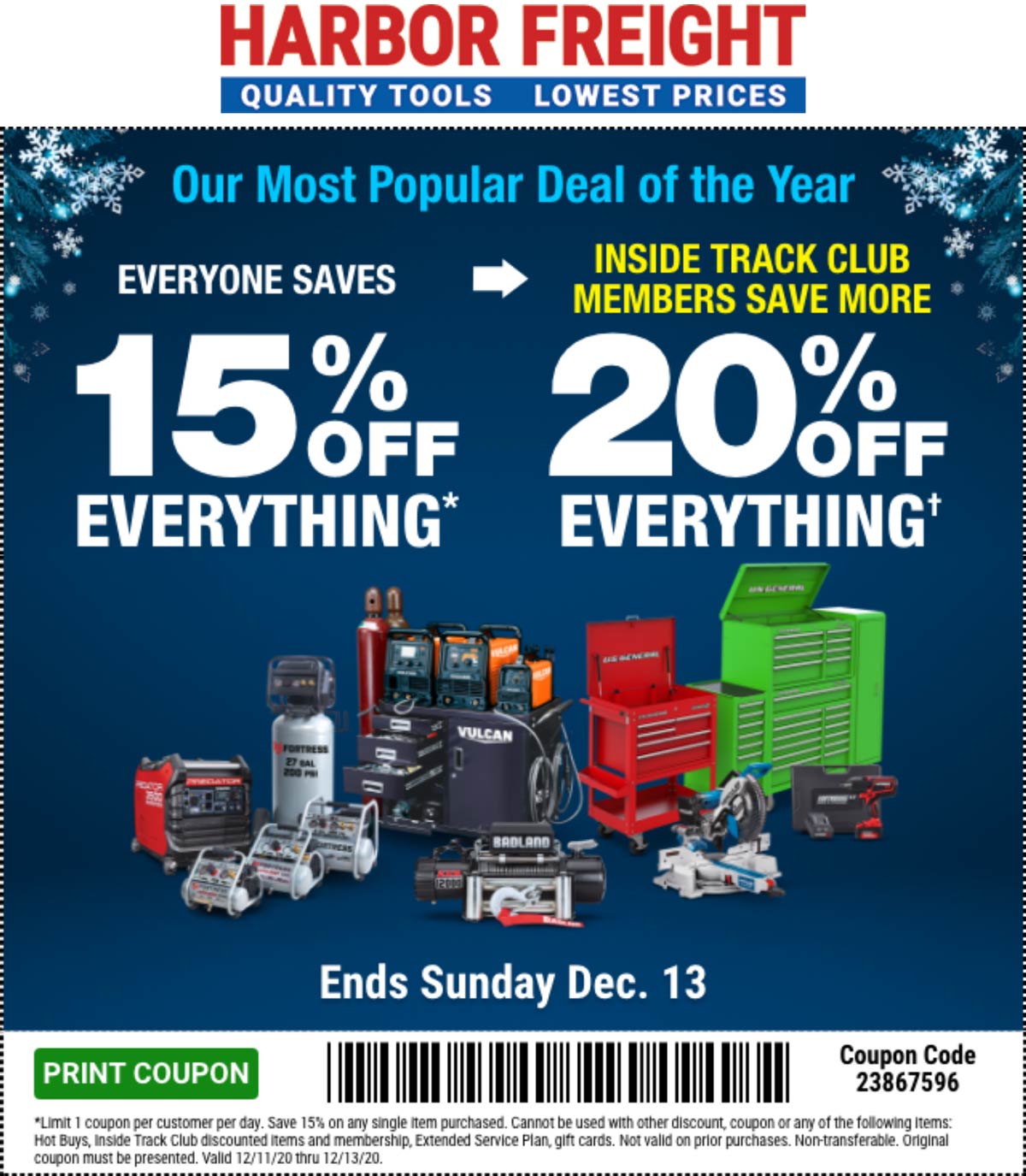 Harbor Freight stores Coupon  15% off everything today at Harbor Freight Tools #harborfreight 